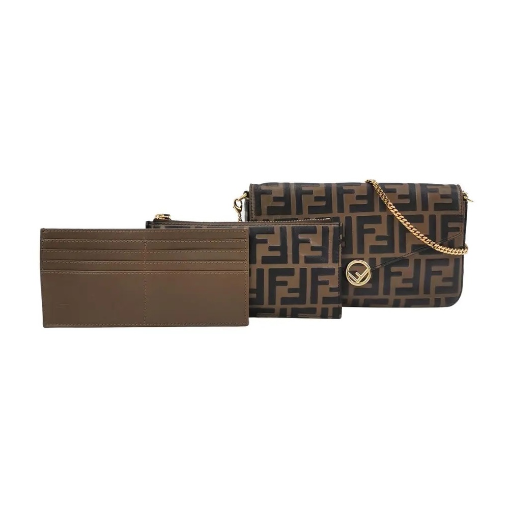 FENDI - Monogram Crossbody Bag with Gold Chain includes Billfold & Wallet - Picture 3 of 13
